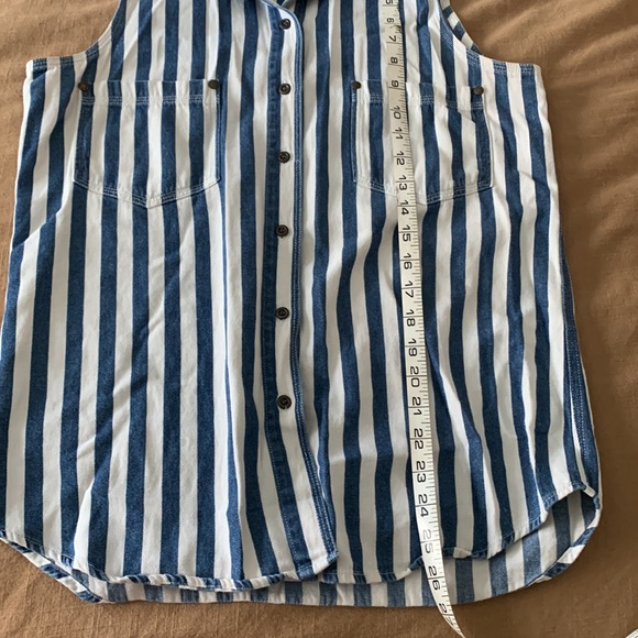 ABE for Honest Jeanswear Striped Vest Button Down Top - Picture 6 of 6